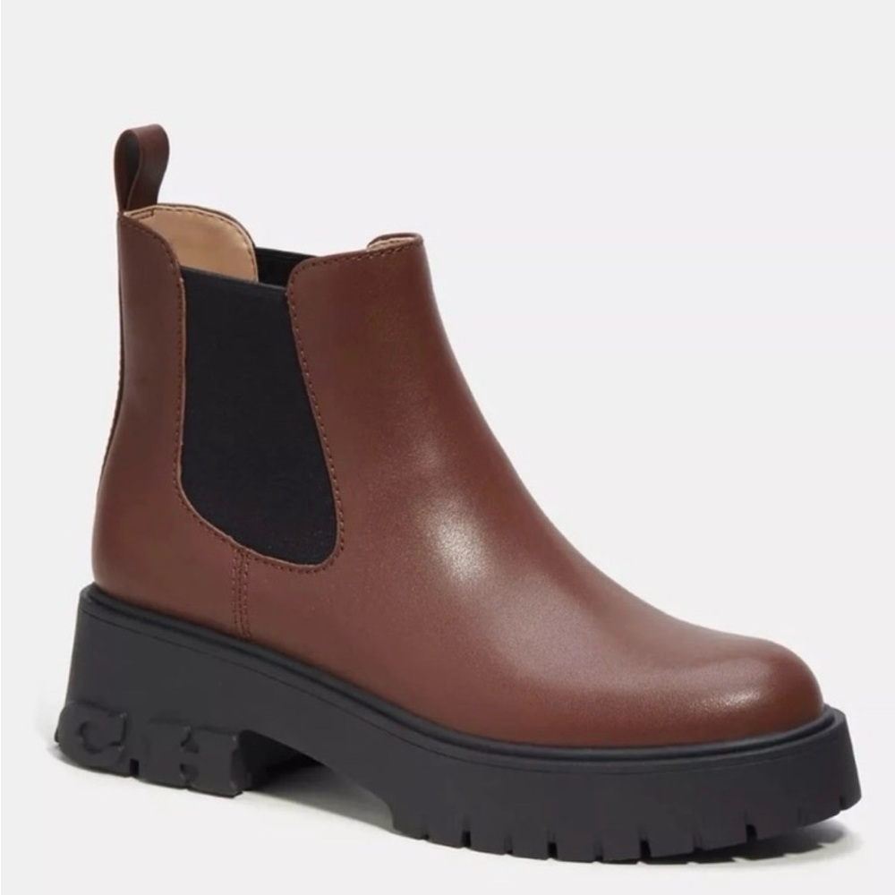Coach Chestnut Reid Booties with Black Sole